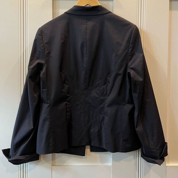 Riani Blazer Suit Jacket Navy Blue Basketweave Detail Wool Blend 12 - Picture 7 of 12